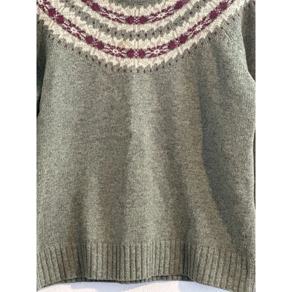Woolrich Knit Wool Sweater womens size M Green crew Neck Fair Isle ski Willow - Picture 4 of 12